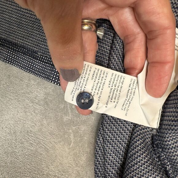 Boss Hugo Boss Navy White Dobby Polo Shirt Mens XXL VGUC Cotton - Picture 7 of 9